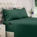 DREAMCARE King Size Sheets Set  4 pcs Cooling Sheets  up to 21 Deep Pocket King Sheet Set  Hotel Luxury Sheets & Pillowcases  Superior Softness 100% Microfiber with Side Pocket - Emerald Green