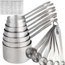 Measuring Cups and Spoons Set 16, 18/8 Stainless Steel Measuring Cups and Spoons for Dry&Liquid, 7 Metric&US Measing Cups &6 Measuring Spoons &Measure Equivalents for Kitchen&Baking