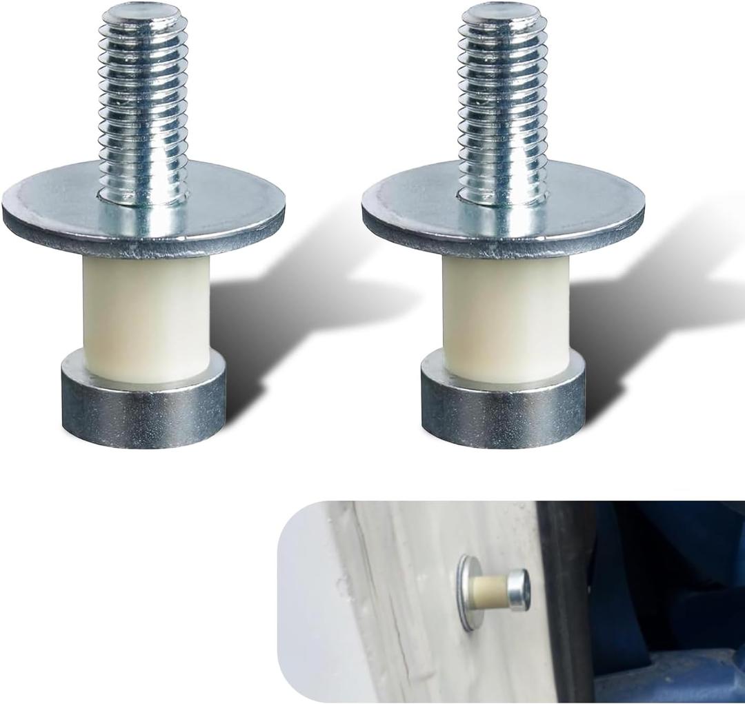 2 PCS Car Front Door Edge Fixed Bolt, Metal + Rubber Stainless Steel Waterproof Front Door Lock Striker Adapter Replacement, Repair Refit Accessoriess, for Most Cars, Trucks, SUVs (Silver)