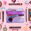 2 x TotePrint 1PCS Clear Handle Zipper Cosmetic Bag and Versatile Travel Pouch,7.09 * 4.72 * 5.12inch Durable PVC Material,for Makeup Travel Essentials (With-1PCS)