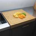 BAMOTTO CRAFTBAMBOO 21.7x18.9 in Oversized Bamboo Cutting Board Sink Cover
Non-Slip Detachable Lip | Reversible Juice Groove & Flat Side | Kitchen Noodle Board Stovetop Cover