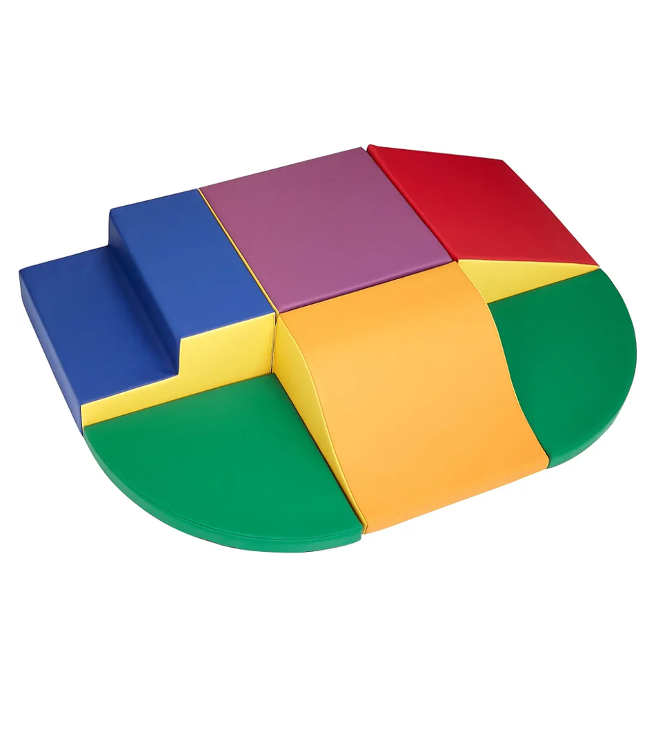 Amazon Basics Soft Play Wall Climb and Slide for Kids, Indoor Climbing Foam, Medium, 6-Piece (Red, Green, Blue, Yellow, Purple, Orange)