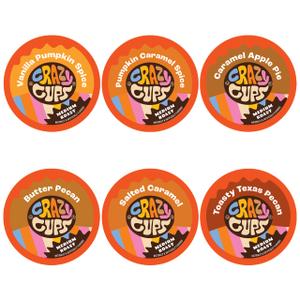 Crazy Cups Fall Coffee Pods Variety Pack for Keurig K Cup Coffee Maker, Seasonal Favorites Fall Blend Sampler, 50 Count (EXP 03/13/27)