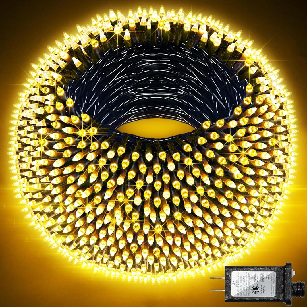 1500 LED 470FT Christmas Lights Outdoor,12 Lighting Modes Christmas String Lights with Timer, Dimmable Warm White LED String Light Waterproof for Yard PatioTree Xmas Wedding Party Holiday Decorations