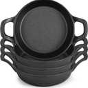 Ziliny Mini Cast Iron Skillets 6.3 x 6.3 x 1.5 Inch Cast Iron Pan Small Ramekin Set Black Casserole Dish Cookware Oven Safe Mini Skillets for Kitchen Indoor Outdoor Picnic (4 Pack)