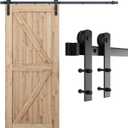 SMARTSTANDARD 7ft Barn Door Hardware Kit, Sliding Door Hardware, Black, Fit 42" Wide Door Panel