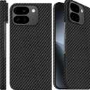 Slim 1500D Aramid Fiber Case Compatible with Google Pixel 10 Pro Fold, Thin Carbon Fiber Cover with Wireless Charging Support (Matte Black) NO Magnet Built in