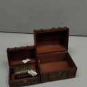 3-Set Wood Treasure Chest Decorative Boxes with Flower Motifs - Vintage Style Small Treasure Box Set for Jewelry, Coin Collection, Bathroom and Home Dcor (3 Sizes)