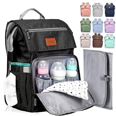 PILLANI Baby Diaper Bag Backpack - Large Bag for Boys & Girls, Waterproof Diaper Backpack - Travel Diaper Bags w/Changing Pad, Baby Registry Search & Shower Gifts - Essentials Must Haves Newborn Stuff