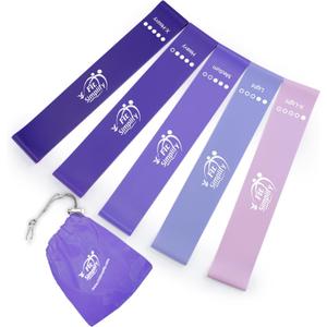 Fit Simplify Resistance Loop Exercise Bands with Instruction Guide and Carry Bag, Set of 5