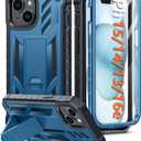 FNTCASE for iPhone 15 Case: for iPhone 14 Case & iPhone 13 Case [Built-in Screen Protector & Kickstand] [Military Grade Drop Protection] Heavy Duty Full Protective Shockproof TPU Phone Cover - Blue