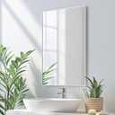 White Bathroom Mirror, 24x36 inch Bathroom Mirrors for Over Sink | Matte White Metal Frame, High Definition Mirror, Rust-resistant, Suitable for Restroom, Cloakroom, Guest Room, Entrance