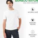 DAVID ARCHY Men's Undershirt Rayon Made from Bamboo Moisture-Wicking T Shirts Heather Stretch Crewneck Tees for Men, 3-Pack (L, White/Heather Light Blue/Heather Blue Gray)