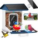 Smart Bird Feeder with Camera-AI Identify 11,000+ Species, 2K HD Auto Capture Birds Video & 64G TF Card, Solar-Powered Wireless Outdoor Design, Birdhouse with Built-in Two-Way Microphone
