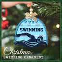 5 x Swimming Xmas Ornament 2025 - Wood Acrylic Christmas Medal Ornament for Swimmers - Pool Sports Gift for Athletes, Teens, Coaches, Boys & Girls