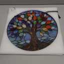 DASTOLL Stained Glass Window Hanging, Colorful Tree of Life Sun Catchers Glass Panel Blue Suncatcher Decor for Birthday for Women, Men, Wife, Aunt, and Mom 6.3 in