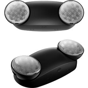 2 Pack Black Emergency Light with Battery Backup Adjustable Two Bug Eye -UL Certified Exit Sign-120-277VAC/Commercial Emergency Lights Fixtures/Indoor Exit Lights for Home/Business.