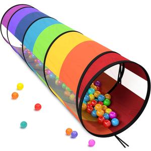 Extra-Large Play Tunnel for Toddlers 1-3 Years  Pop-Up Baby Crawl Tube, Sensory Activity, Indoor & Outdoor Kids Toy, Collapsible for Easy Storage (Rainbow)
