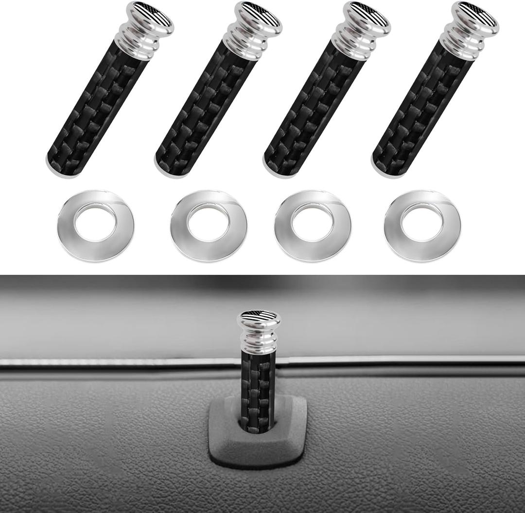 3 x 4PCS American Flag Car Door Lock Knobs, Automotive Door Lock Switches, Carbon Fiber Auto Inner Latch Pull Pin Cap Replacement, Car Modification Accessories for SUV Sedan Truck (Black&White)