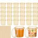 Funnymoom 32 Pack 32oz Gold Glitter Buckets with Lids and Straws Ice Cream Cocktail Rum plastic Buckets for Drinks Reusable Food Containers Glitter Cup with Handle for Wedding Birthday Holiday Parties