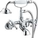 Wasserrhythm Clawfoot Tub Faucet and Shower Kit Chrome Wall Mount Tub Faucet G1/2 Vintage Tub Faucet Victorian Clawfoot Tub Faucet with Hand Shower Set Brass Double Cross Handle