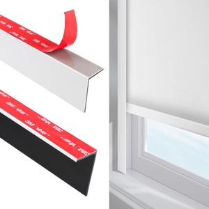 100% Blackout PVC Light Blocking Strip for Window Shades and Blinds Both Sides Tracks for Blackout Shades Easy to Install for BedroomGreat for Bedroom Nursery (L-Shaped White-2pcs, 58.5")