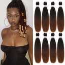 Liang Dian Pre Stretched Braiding Hair Ombre 12 Inch 8 Packs Synthetic Crochet Braids Hot Water Setting Professional Soft Yaki Texture Synthetic Hair Extensions(12 Inch 1B/30)(Ombre Black to Brown)