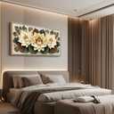 Large Wall Decor for Living Room Canvas Wall Art for Office Modern Wall Decorations for Bedroom Vintage White Floral Landscape Painting Artwork Room Home Decor 24x48 in