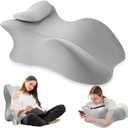 MYFAMIREA Memory Foam Ergonomic Wedge Pillow for Adults - Prone Pillow for Bed Sleeping, Reading, Memory Foam Ergonomic Cushion for Back Support, Sitting Up and Back Pain, with Removable Cover (Gray) (Grey)