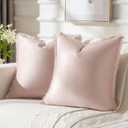 FUTEI Pink Velvet Decorative Throw Pillow Covers 24x24 Set of 2,Soft Cozy Edge with Tassels European Cushion Case,Boho Modern Home Decor for Couch Bed Living Room