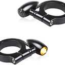 FACAILAHA Universal Motorcycle Front Fork Mounting LED Turn Signals Lights 12V Amber Blinkers W/Mounting Bracket for Honda Harley Yamaha Suzuki Kawasaki