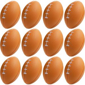 WELLVO Mini Football Party Favors 12 Pack 3.25 Football Squishy Balls Mini Footballs Foam Sports Balls for Kids Goodie Bag Stuffers School Carnival Classroom Prizes Football Party Decorations