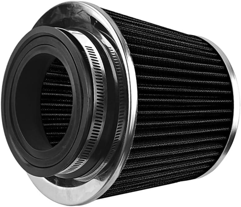 Car Clamp-On Air Intake Filter, 3 In 3.5 In 4 In Round Tapered Vehicle Cone Air Filters, High-Performance Washable Auto Replacement Intake Filtering Accessories, Universal Fit (Black)