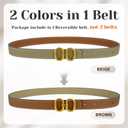 Giomos Women's Leather Belt for Jeans, Dress, Pants & Formal Outfits, Ladies Trendy Reversible Design Belt with Gold Buckle, Brown & Beige with Scarf, Size: Fit Waist Size 31"-36" (Beige)