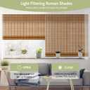 Kokorona Cordless Sheer Bamboo Roman Shades with Valance, Light Filtering Woven Bamboo Blinds for Windows, Natural Window Blinds Roll Up Shades for Home & Patio, 44" W x 64" H, Light Russet