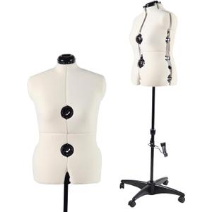 Beige Adjustable Dress Form Mannequin for Sewing Female Size 12-18, Pinnable Model Body with 13 Dials, Detachable Casters, 42.5"-60" Height Range for Clothing Display, Medium to Large