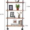 Industrial Pipe Shelving, 24inch Pipe Shelves with Wood Planks, 4 Tier Floating Shelves Wall Mounted Steampunk Real Wood Book Shelves, Retro Rustic Industrial Shelf for Bar Kitchen Living Room