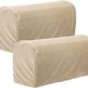 UXCELL 2-Pack Stretch Armrest Covers, Couch Arm Covers with Twist Pin, Non-Slip Sofa Armrest Protectors, Sand
