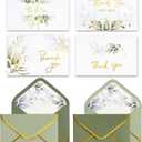 Winoo Design 100 PK Luxurious Gold Thank You Cards with Envelopes Bulk Sage Green - 5x3.5 Inches Wedding Thank You Notes Baby Shower Greenery Bridal Shower Small Business