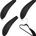 Qunclay 16 Pcs Velvet Hangers Shoulder Form Shaper Black Pads Flocking and Plastic Shoulder Protectors for Velvet Flocking Hangers Measuring 0.2 Inch in Thickness