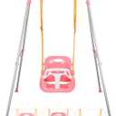 3-in-1 Toddler Swing, Foldable Indoor & Outdoor Baby Swing, Multifunctional Swings for Children 6 Months and Older, Easy to Assemble and Store for Backyard Play