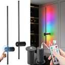 Battery Operated Wall Sconce, Wireless Wall Lights Set Of Two With Remote Control, 10000mAh Detachable Rechargeable Wall Lamp Lighting Up To 80 Hrs, RGB Dimmable Wall Sconce For Living Room Hallway (Black)