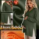Huukeay 3 Pack Women's Thermal Maternity Shirts Long Sleeve Fleece Lined Pregnancy Tops Split Side V Neck Maternity Clothes(White, Light Gray, Black,Small)