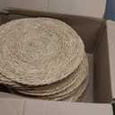 13 Inch Round Woven Placemats Set of 24, Boho Farmhouse Rustic Rattan Wicker Braided Chargers for Dining Table, Water Hyacinth Jute Place Mats for Dinner Plates, Outdoor Patio & Wedding Decor