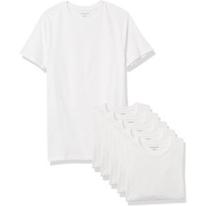 Amazon Essentials Men's Cotton Crew Neck Undershirts, Versatile Soft Basics, Pack of 6 (Large, White)