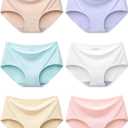 Adorel Teen Girls Seamless Underwear No Show Panties Tagless Brief Plain Pack of 6 8-16 Years (Macaron Color)