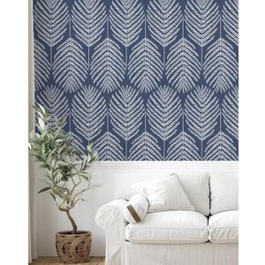 Fititem 393inL 17.3inW Blue Peel and Stick Wallpaper Coastal Boho Blue Contact Paper Cabinets Ocean Beach Modern Contact Paper Removable Self-Adhesive Waterproof Wallpaper for Bathroom Bedroom Dark