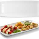 2 x Rectangle White Serving Tray (2-Pack) - 17.5" Disposable Serving Platter for Appetizer, Fruits & Serving Dishes | Perfect Plastic Tray for Party Serveware