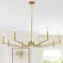 Gold Chandelier Light Fixture Modern Farmhouse Chandeliers for Dining Room 8 Light Candle Chandelier 44Inch Hanging Light Over Table for Foyer Entryway Bedroom Living Room Kitchen