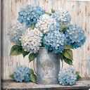 LAIART Blue Hydrangea Wall Art Farmhouse Wall Decor Flower Canvas Print Artwork for Bathroom Bedroom Living Room Dining Room